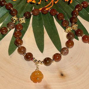 Brown Jade Bracelet with Charm